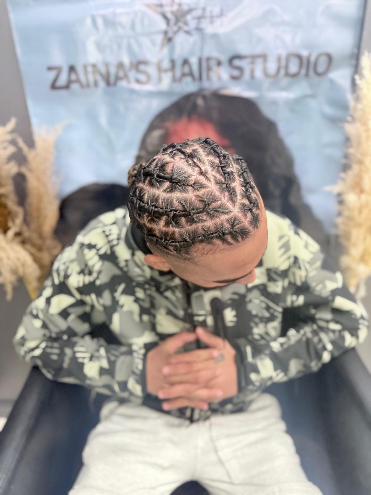 Geometric cornrow style by Zaina